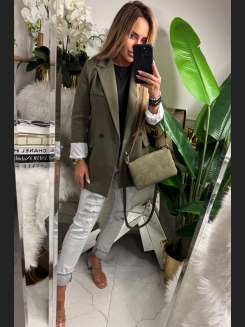 Marynarka oversize w kolorze khaki o wydłużonym fasonie